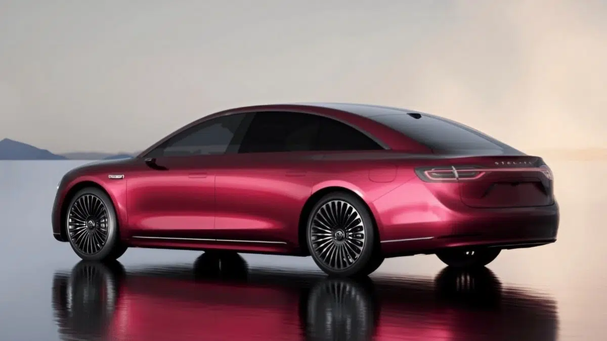 Parte trasera del Stelato S9 EREV con luces LED y diseño moderno inspirado en berlinas premium