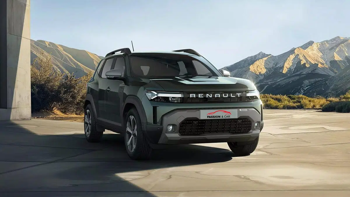 Vista frontal del Renault Duster 4x4 2025 con parrilla robusta, firma lumínica y estilo todoterreno