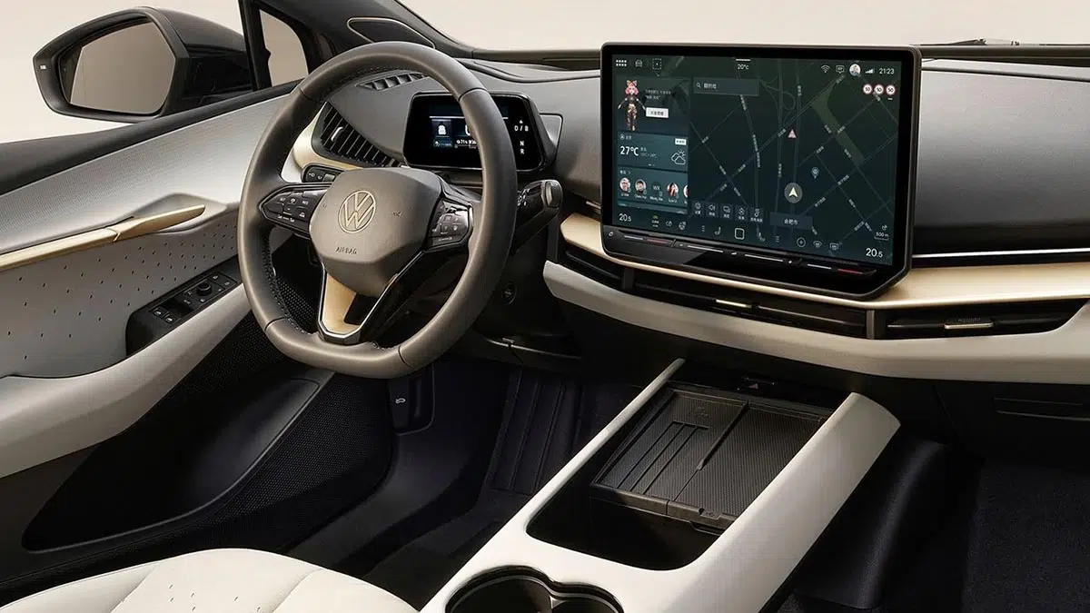 Interior del conductor del Volkswagen ID.UNYX 2024, con tecnología integrada e interfaz moderna