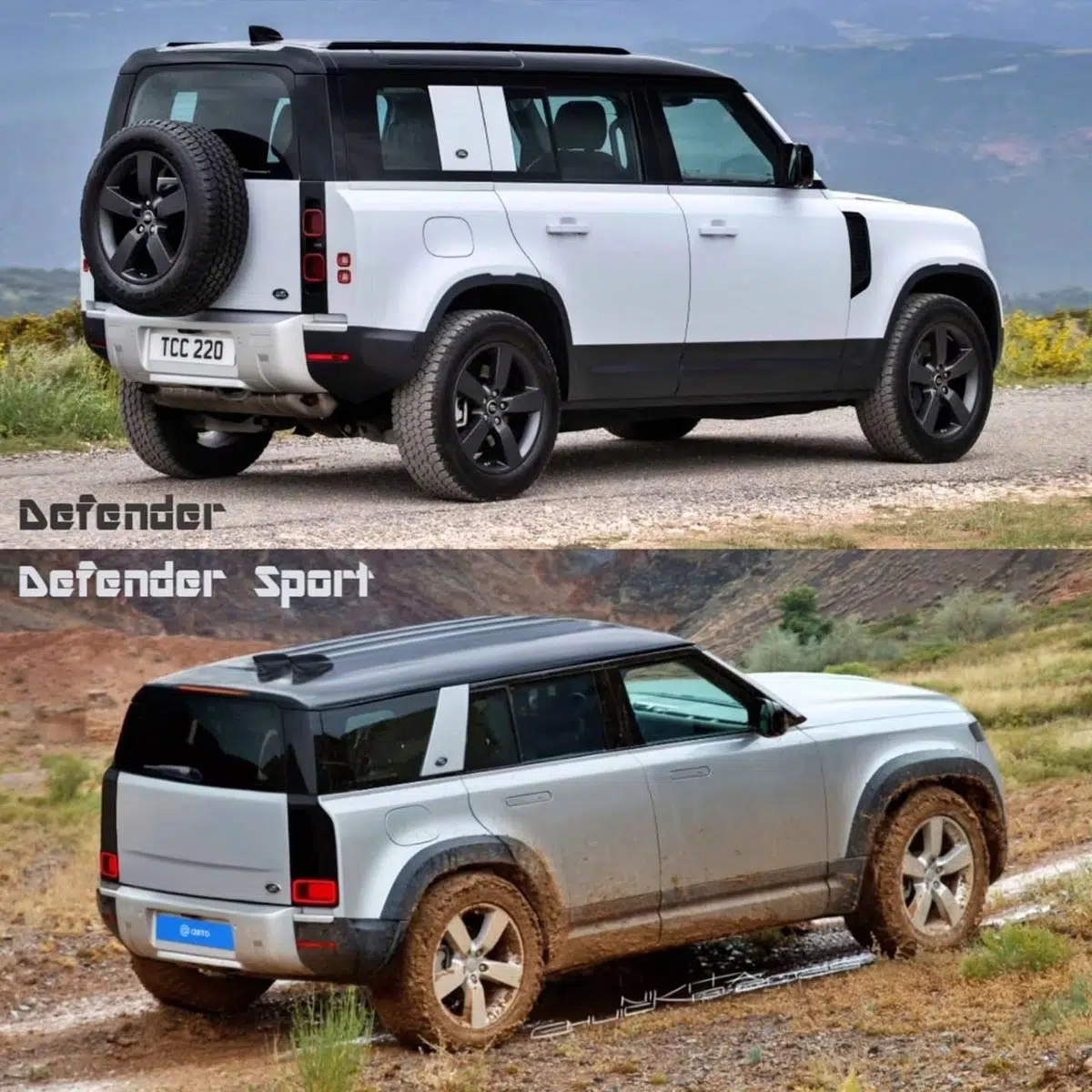 Land Rover Defender clásico junto al Defender Sport en versión compacta y urbana